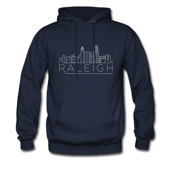 Raleigh, North Carolina Hoodie - Skyline Raleigh Crewneck Hooded Sweatshirt - navy