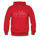 Raleigh, North Carolina Hoodie - Skyline Raleigh Crewneck Hooded Sweatshirt - red