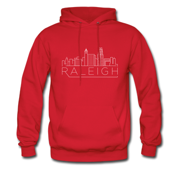Raleigh, North Carolina Hoodie - Skyline Raleigh Crewneck Hooded Sweatshirt - red