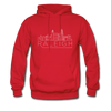 Raleigh, North Carolina Hoodie - Skyline Raleigh Crewneck Hooded Sweatshirt - red