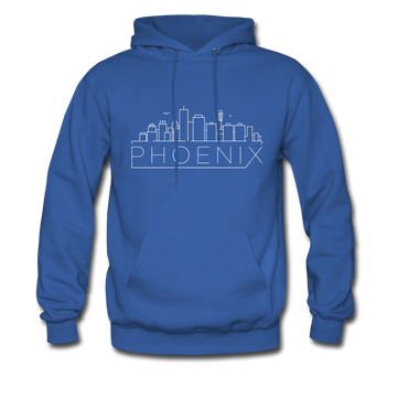 Phoenix, Arizona Hoodie - Skyline Phoenix Crewneck Hooded Sweatshirt - royal blue