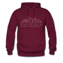 Phoenix, Arizona Hoodie - Skyline Phoenix Crewneck Hooded Sweatshirt - burgundy