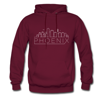 Phoenix, Arizona Hoodie - Skyline Phoenix Crewneck Hooded Sweatshirt - burgundy