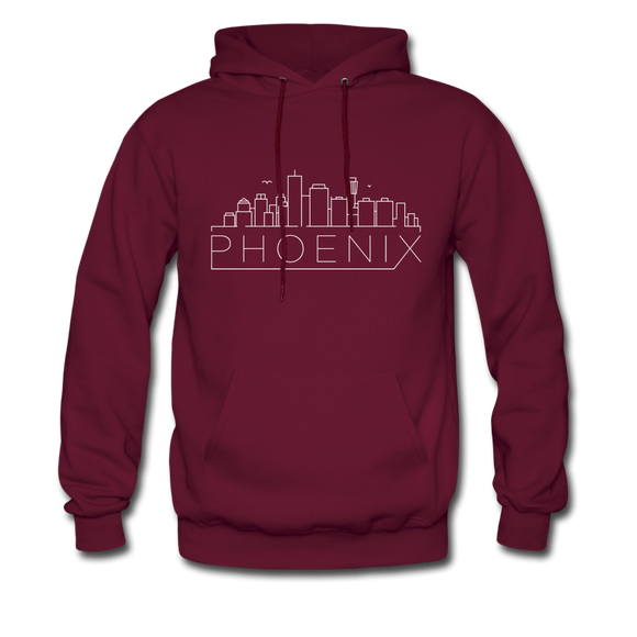 Phoenix, Arizona Hoodie - Skyline Phoenix Crewneck Hooded Sweatshirt - burgundy