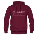 Saint Paul, Minnesota Hoodie - Skyline Saint Paul Crewneck Hooded Sweatshirt - burgundy