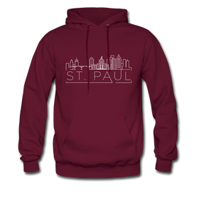 Saint Paul, Minnesota Hoodie - Skyline Saint Paul Crewneck Hooded Sweatshirt - burgundy