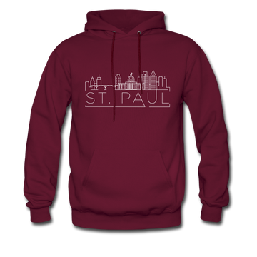 Saint Paul, Minnesota Hoodie - Skyline Saint Paul Crewneck Hooded Sweatshirt - burgundy