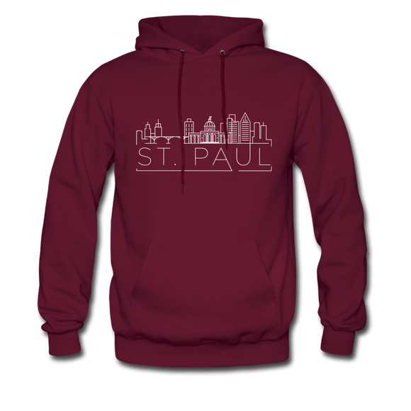 Saint Paul, Minnesota Hoodie - Skyline Saint Paul Crewneck Hooded Sweatshirt - burgundy
