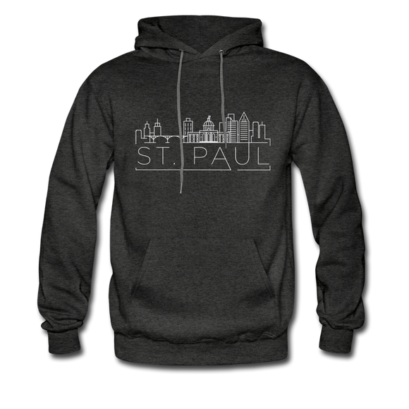 Saint Paul, Minnesota Hoodie - Skyline Saint Paul Crewneck Hooded Sweatshirt - charcoal gray
