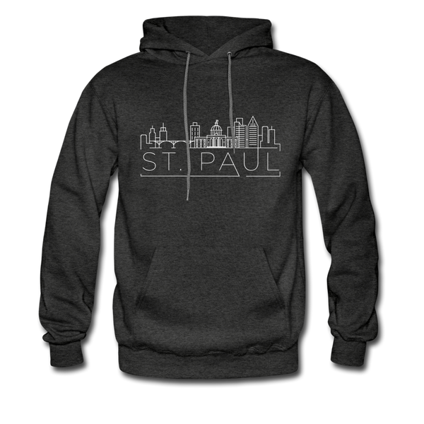 Saint Paul, Minnesota Hoodie - Skyline Saint Paul Crewneck Hooded Sweatshirt - charcoal gray