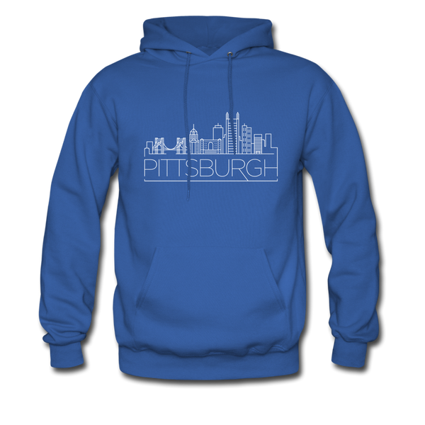 Pittsburgh, Pennsylvania Hoodie - Skyline Pittsburgh Crewneck Hooded Sweatshirt - royal blue