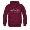 Pittsburgh, Pennsylvania Hoodie - Skyline Pittsburgh Crewneck Hooded Sweatshirt - burgundy