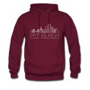 Pittsburgh, Pennsylvania Hoodie - Skyline Pittsburgh Crewneck Hooded Sweatshirt - burgundy