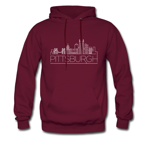 Pittsburgh, Pennsylvania Hoodie - Skyline Pittsburgh Crewneck Hooded Sweatshirt - burgundy