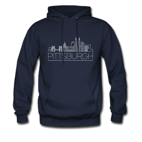 Pittsburgh, Pennsylvania Hoodie - Skyline Pittsburgh Crewneck Hooded Sweatshirt - navy