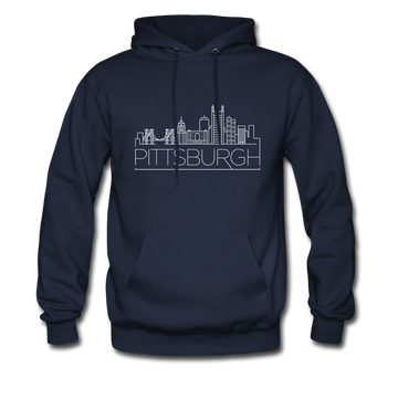 Pittsburgh, Pennsylvania Hoodie - Skyline Pittsburgh Crewneck Hooded Sweatshirt - navy