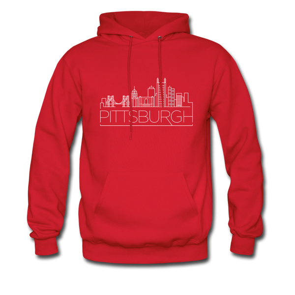 Pittsburgh, Pennsylvania Hoodie - Skyline Pittsburgh Crewneck Hooded Sweatshirt - red