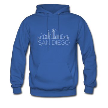 San Diego, California Hoodie - Skyline San Diego Crewneck Hooded Sweatshirt - royal blue