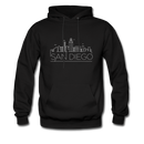 San Diego, California Hoodie - Skyline San Diego Crewneck Hooded Sweatshirt - black
