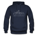 San Diego, California Hoodie - Skyline San Diego Crewneck Hooded Sweatshirt - navy