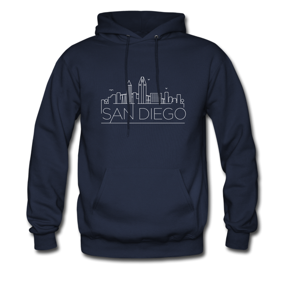 San Diego, California Hoodie - Skyline San Diego Crewneck Hooded Sweatshirt - navy