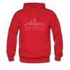 San Diego, California Hoodie - Skyline San Diego Crewneck Hooded Sweatshirt - red