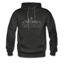 San Diego, California Hoodie - Skyline San Diego Crewneck Hooded Sweatshirt - charcoal gray