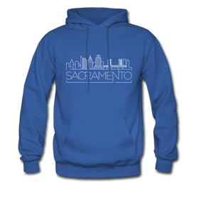 Sacramento, California Hoodie - Skyline Sacramento Crewneck Hooded Sweatshirt - royal blue
