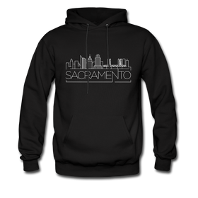 Sacramento, California Hoodie - Skyline Sacramento Crewneck Hooded Sweatshirt - black