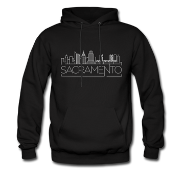 Sacramento, California Hoodie - Skyline Sacramento Crewneck Hooded Sweatshirt - black