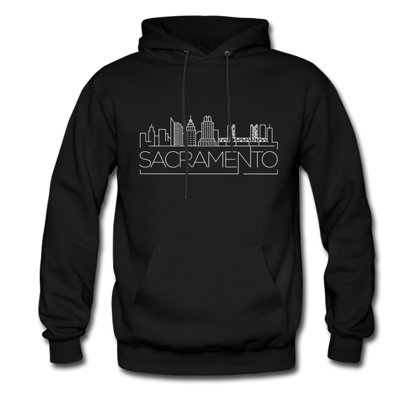 Sacramento, California Hoodie - Skyline Sacramento Crewneck Hooded Sweatshirt - black
