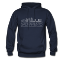 Sacramento, California Hoodie - Skyline Sacramento Crewneck Hooded Sweatshirt - navy