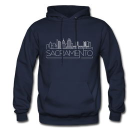 Sacramento, California Hoodie - Skyline Sacramento Crewneck Hooded Sweatshirt - navy