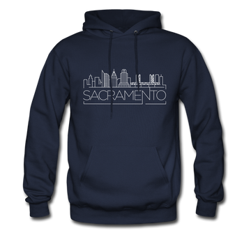 Sacramento, California Hoodie - Skyline Sacramento Crewneck Hooded Sweatshirt - navy