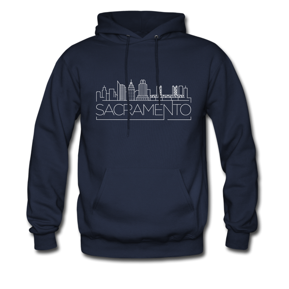 Sacramento, California Hoodie - Skyline Sacramento Crewneck Hooded Sweatshirt - navy
