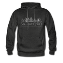 Sacramento, California Hoodie - Skyline Sacramento Crewneck Hooded Sweatshirt - charcoal gray