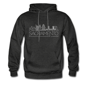 Sacramento, California Hoodie - Skyline Sacramento Crewneck Hooded Sweatshirt - charcoal gray