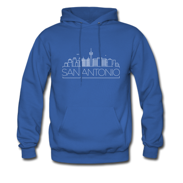 San Antonio, Texas Hoodie - Skyline San Antonio Crewneck Hooded Sweatshirt - royal blue
