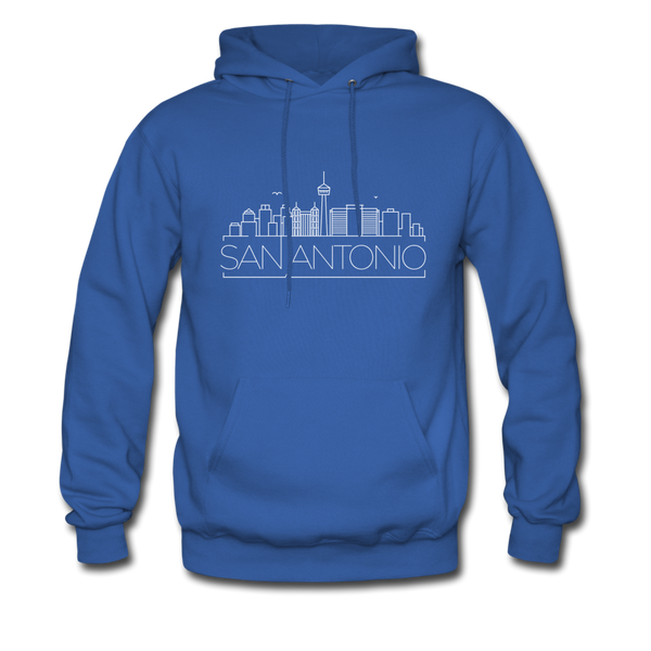 San Antonio, Texas Hoodie - Skyline San Antonio Crewneck Hooded Sweatshirt - royal blue