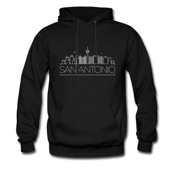 San Antonio, Texas Hoodie - Skyline San Antonio Crewneck Hooded Sweatshirt - black