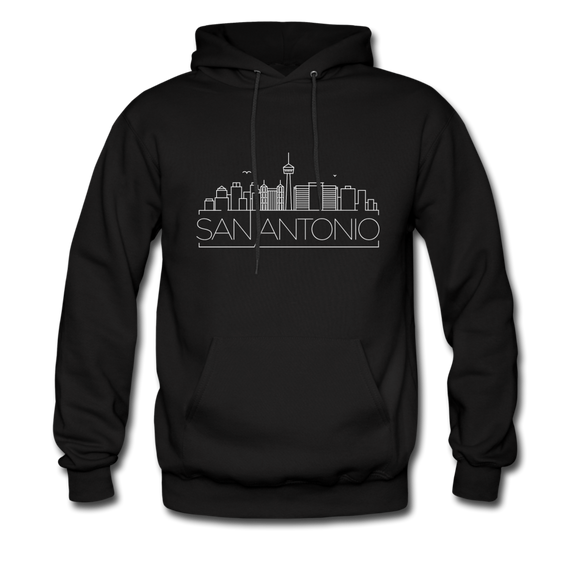 San Antonio, Texas Hoodie - Skyline San Antonio Crewneck Hooded Sweatshirt - black