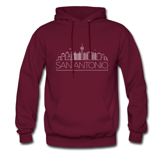 San Antonio, Texas Hoodie - Skyline San Antonio Crewneck Hooded Sweatshirt - burgundy