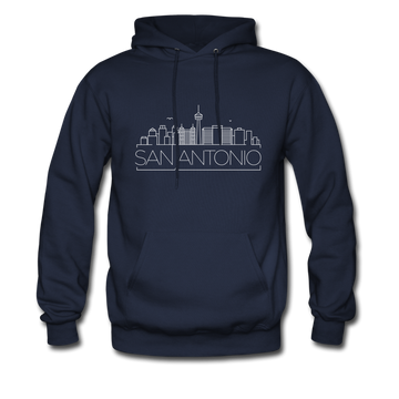 San Antonio, Texas Hoodie - Skyline San Antonio Crewneck Hooded Sweatshirt - navy