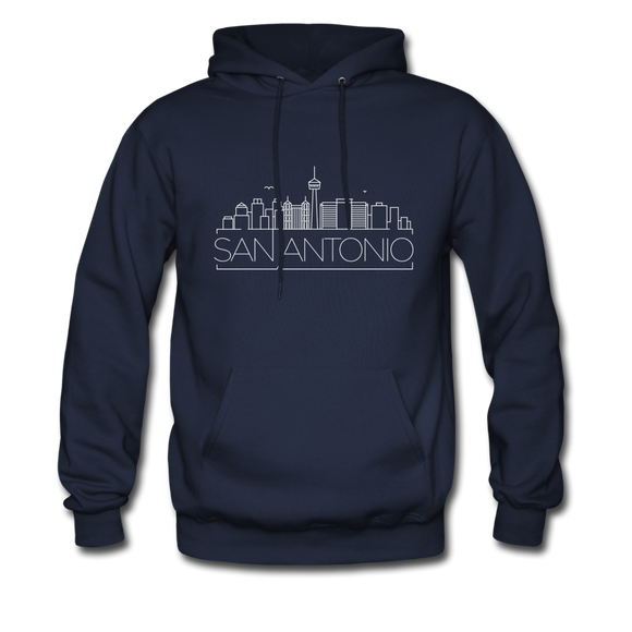 San Antonio, Texas Hoodie - Skyline San Antonio Crewneck Hooded Sweatshirt - navy