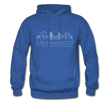 San Francisco, California Hoodie - Skyline San Francisco Crewneck Hooded Sweatshirt - royal blue