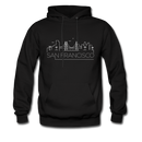 San Francisco, California Hoodie - Skyline San Francisco Crewneck Hooded Sweatshirt - black