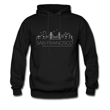 San Francisco, California Hoodie - Skyline San Francisco Crewneck Hooded Sweatshirt - black