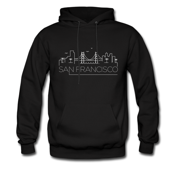 San Francisco, California Hoodie - Skyline San Francisco Crewneck Hooded Sweatshirt - black