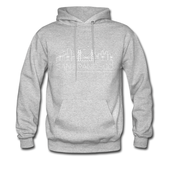San Francisco, California Hoodie - Skyline San Francisco Crewneck Hooded Sweatshirt - heather gray
