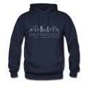 San Francisco, California Hoodie - Skyline San Francisco Crewneck Hooded Sweatshirt - navy